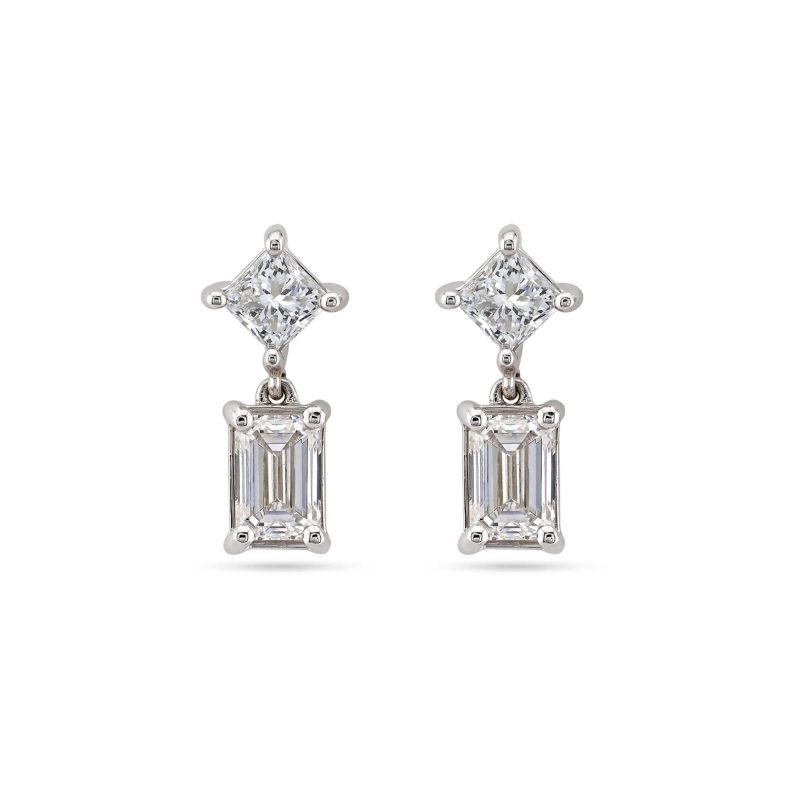 Stone and Strand 14K White Gold Lab-Created Looking Glass Drop Earrings Front Image