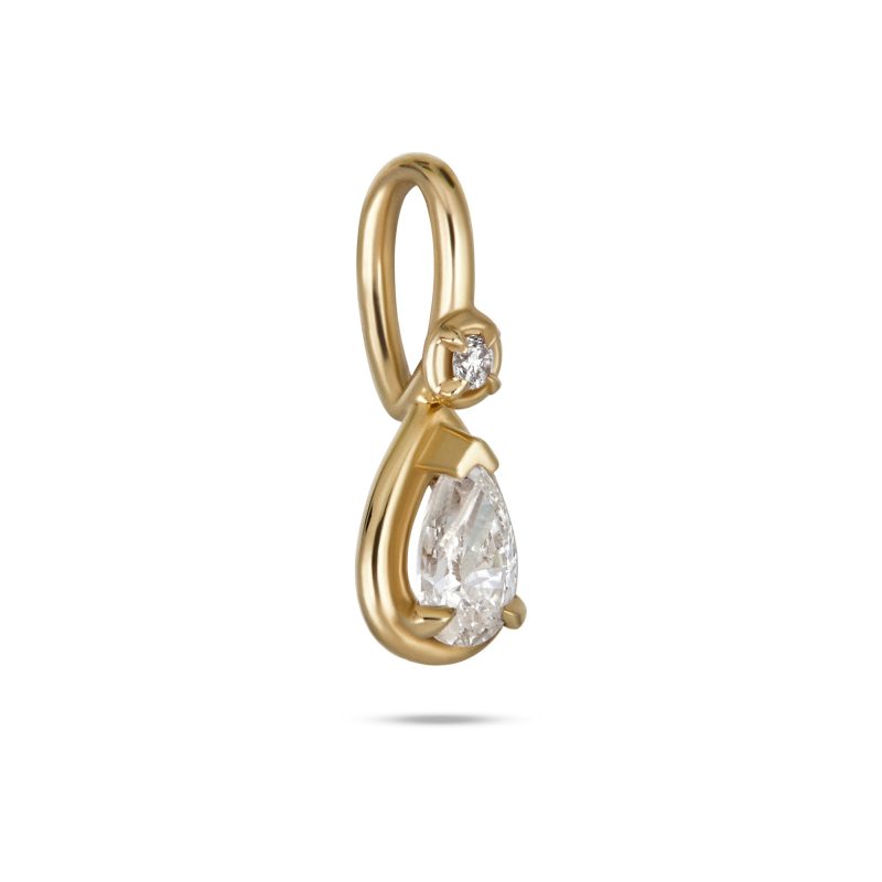 LAB CREATED PEAR DIAMOND BON BON CHARM SIDE