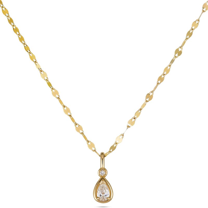 LAB CREATED PEAR DIAMOND BON BON CHARM WITH CHAIN