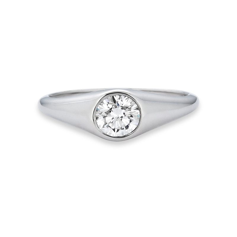 Stone and Strand 14K White Gold Lab-Created Diamond Pinky Ring Front Image