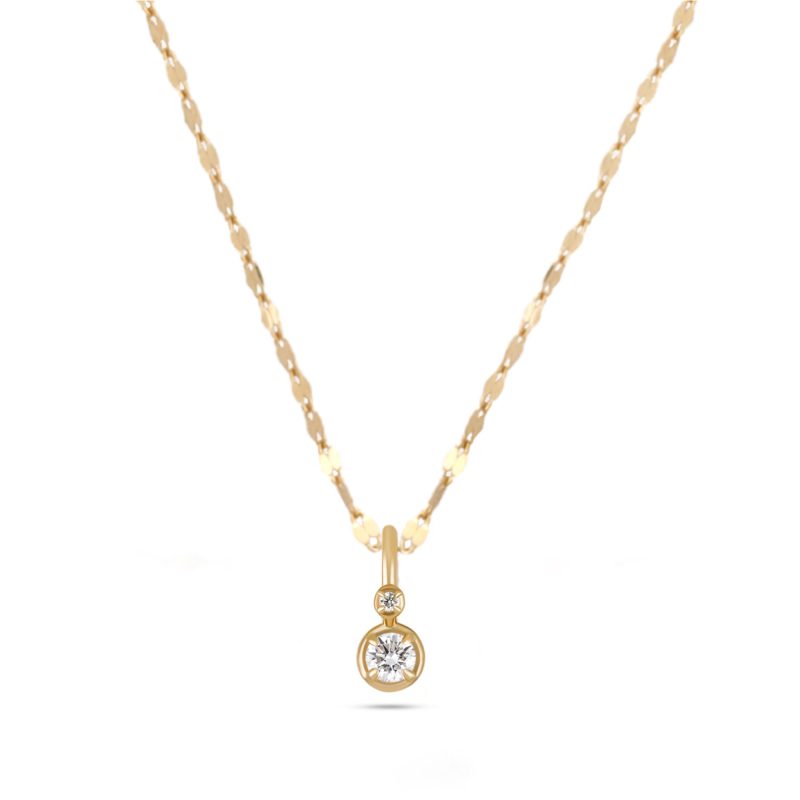 Stone and Strand 14K Yellow Gold Lab-Created Round Diamond Bonbon Charm with Chain Image