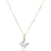 Stone and Strand 10K Yellow Gold Large Pave Diamond Initial Charm Necklace Close Up M Image