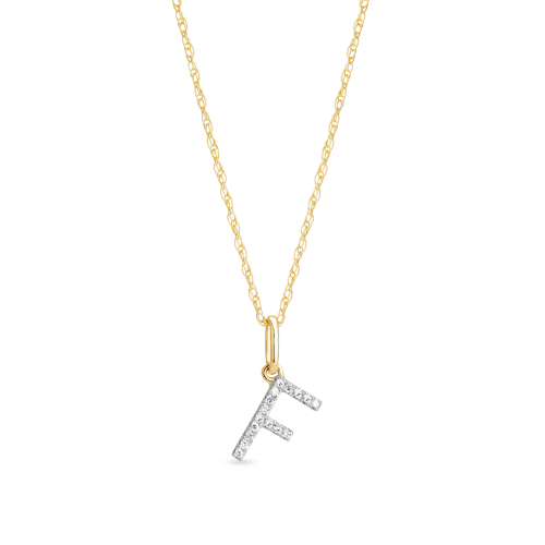 Stone and Strand 10K Yellow Gold Large Pave Diamond Initial Charm Necklace Close Up F Image