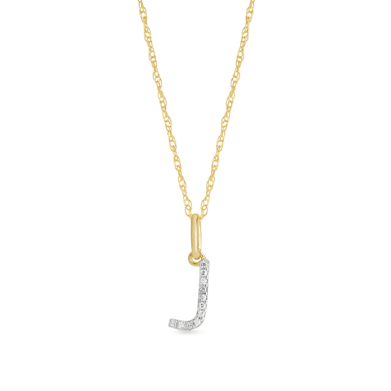 Stone and Strand 10K Yellow Gold Large Pave Diamond Initial Charm Necklace Close Up J Image