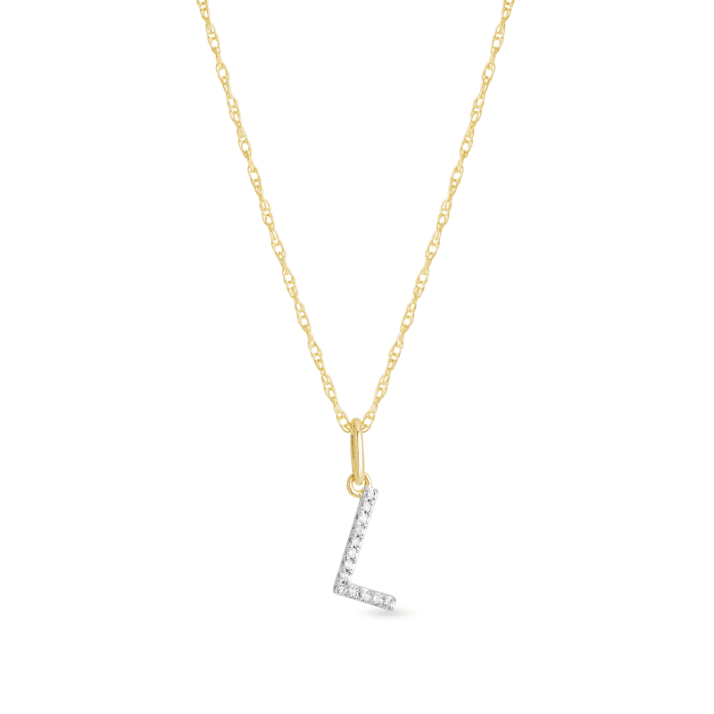 Stone and Strand 10K Yellow Gold Large Pave Diamond Initial Charm Necklace Close Up L Image