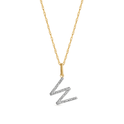 Stone and Strand 10K Yellow Gold Large Pave Diamond Initial Charm Necklace Close Up W Image