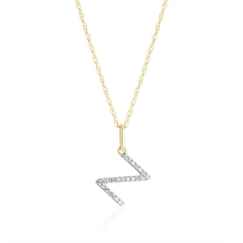 Stone and Strand 10K Yellow Gold Large Pave Diamond Initial Charm Necklace Close Up Z Image