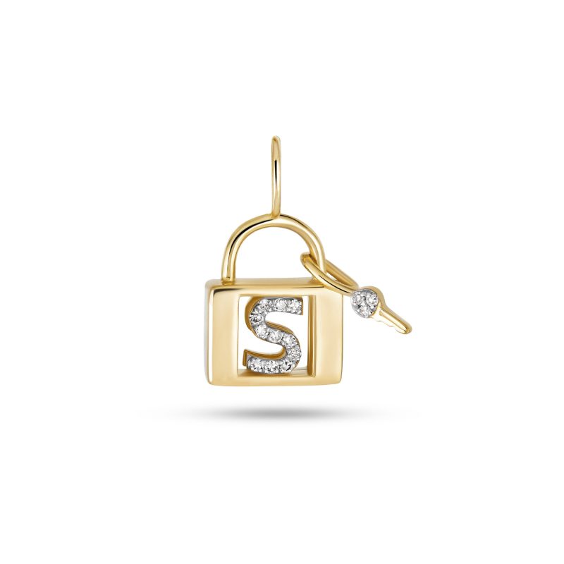 LOVE LOCK DIAMOND INITIAL CHARM