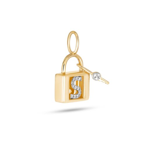 LOVE LOCK DIAMOND INITIAL CHARM SIDE