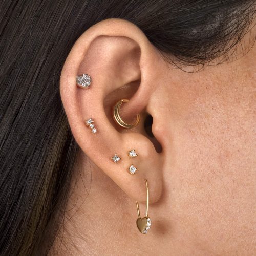 LOVE SAFETY PIN EARRING ONBODY FULL LOOK