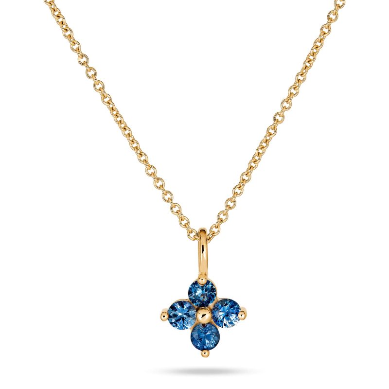 LUCKIEST CLOVER BLUE SAPPHIRE NECKLACE FRONT