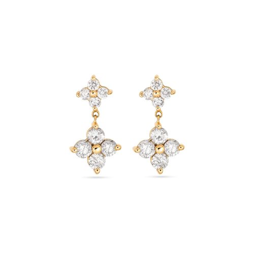 Stone and Strand 10K Yellow Gold Luckiest Clover Diamond Drop Earrings Front Image