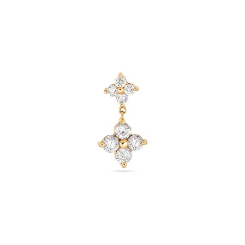 Stone and Strand 10K Yellow Gold Luckiest Clover Diamond Drop Earrings Front Single Image