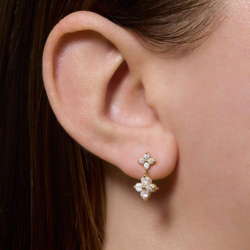 LUCKIEST CLOVER DIAMOND DROP EARRINGS ON BODY 1