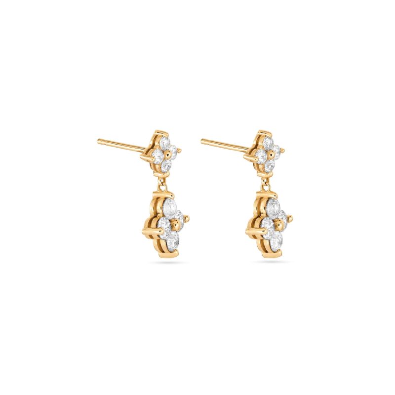 LUCKIEST CLOVER DIAMOND DROP EARRINGS SIDE