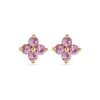 Stone and Strand 10K Yellow Gold Luckiest Clover Pink Sapphire Studs Front Image