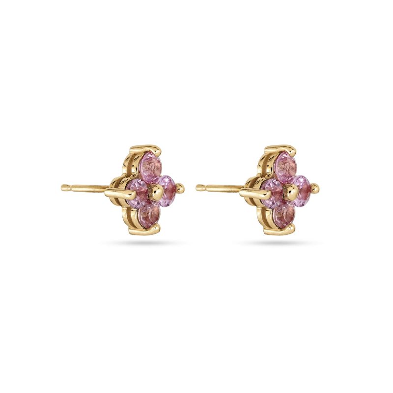 LUCKIEST CLOVER PINK SAPPHIRE STUDS SIDE 0855209a fac8 4b56 9d74 cef7b341f0e3