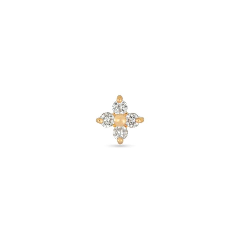 Stone and Strand 14K Yellow Gold Luckiest Clover Push Pin Flat Back Front Image