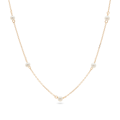 Stone and Strand 10K Yellow Gold Lucky Pearl Necklace Close Up Image