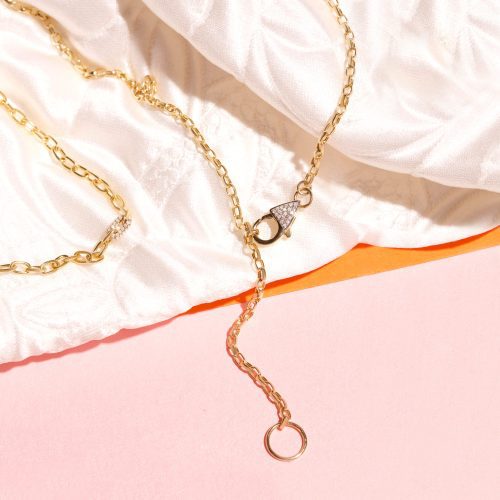 LUXE DIAMOND CHAIN LARIAT NECKLACE EDITORIAL COLLECTION