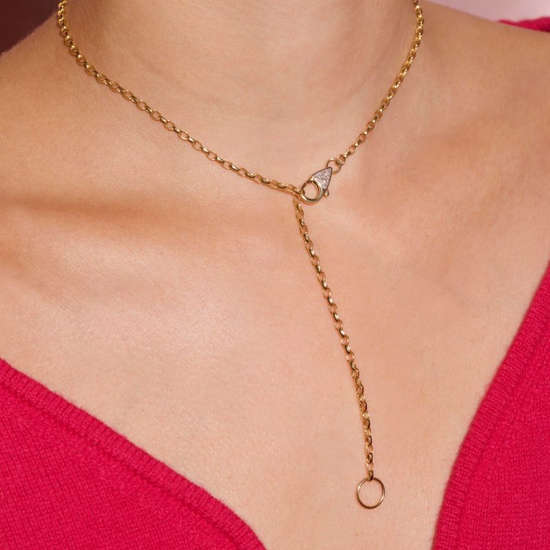 LUXE DIAMOND CHAIN LARIAT NECKLACE ON BODY