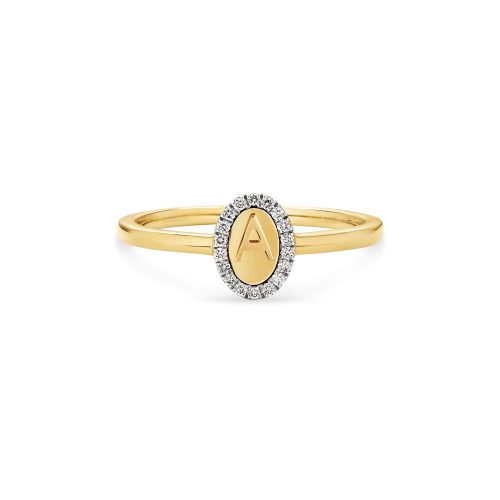 Stone and Strand 10K Yellow Gold Marquee Diamond Initial Ring Front Image