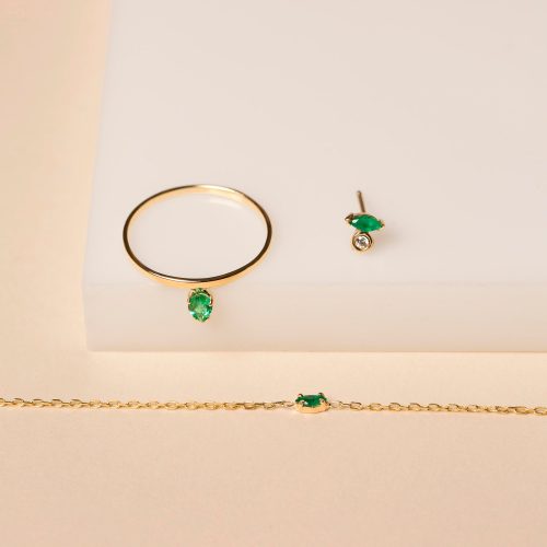 MARQUISE EMERALD AND DIAMOND STUD EDITORIAL COLLECTION