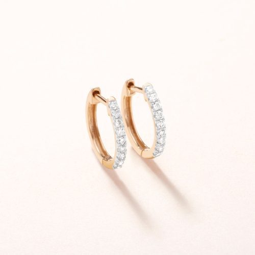 MEDIUM DIAMOND PAVE HUGGIE EARRINGS EDITORIAL