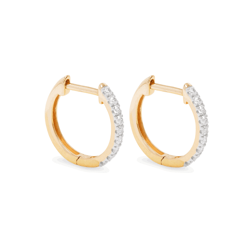 Stone and Strand 10K Yellow Gold Diamond Pave Huggie Earrings Side Image