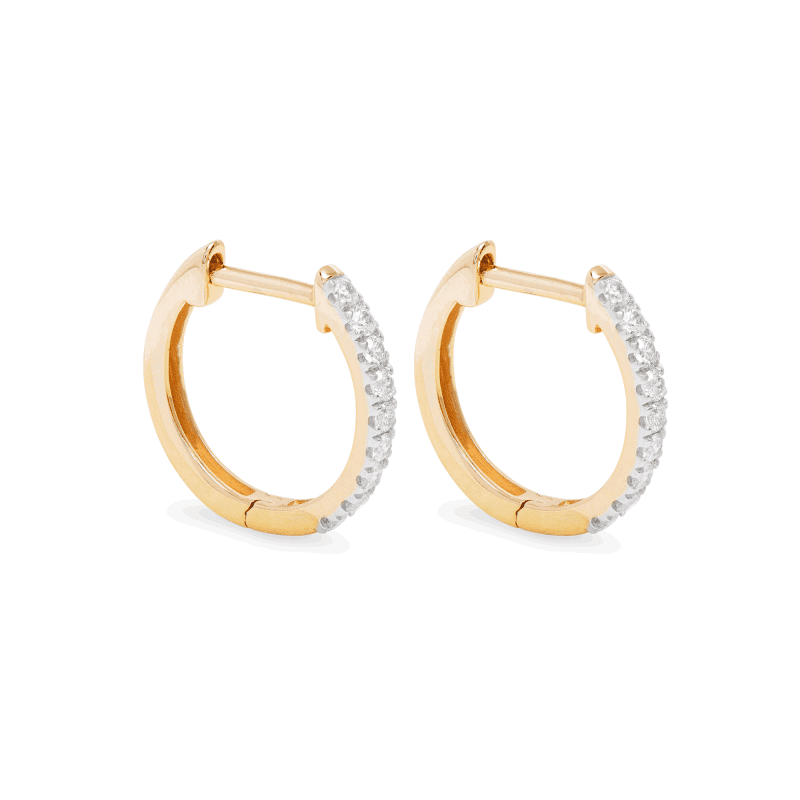 Stone and Strand 10K Yellow Gold Diamond Pave Huggie Earrings Side Image