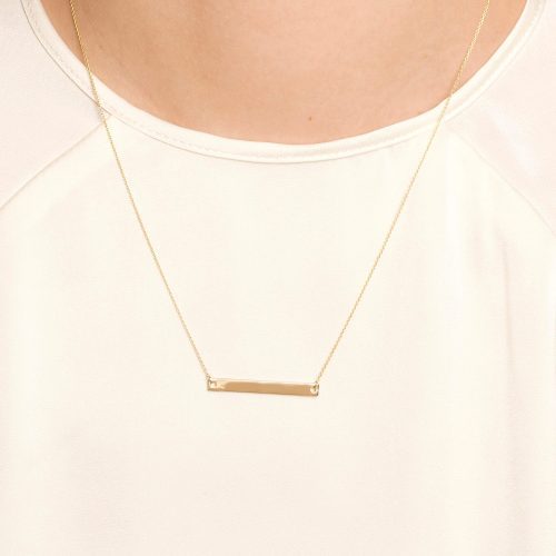 MEDIUM HORIZONTAL BAR NECKLACE WITH DIAMOND ON BODY