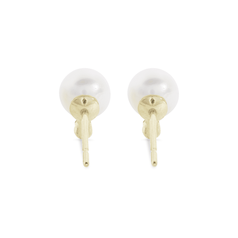 MEDIUM PEARL AND DIAMOND STUD EARRINGS REAR