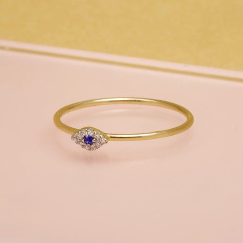 MINI DIAMOND EVIL EYE RING EDITORIAL