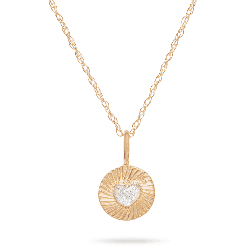 MINI HEART DIAMOND MEDALLION NECKLACE FRONT 2