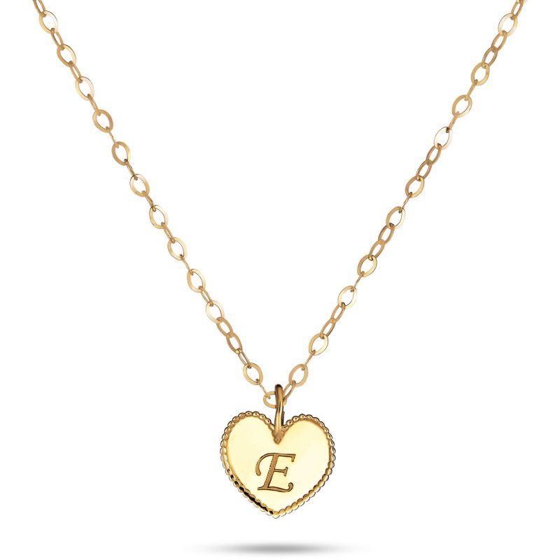 Stone and Strand 10K Yellow Gold Mini Heart Medallion Necklace Close Up Image