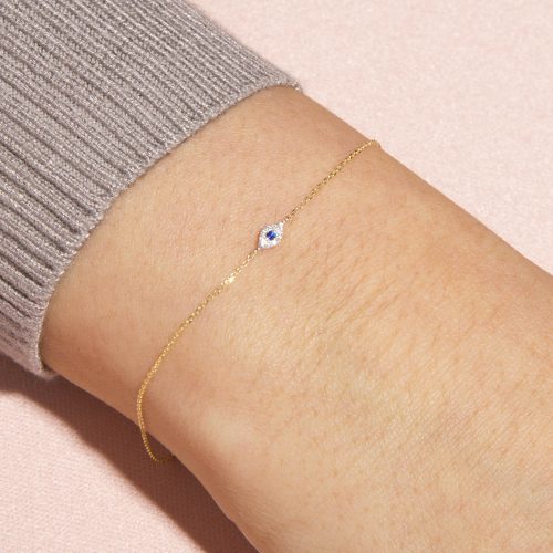 MINI PAVE DIAMOND EVIL EYE BRACELET ON BODY