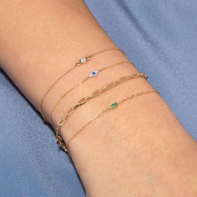 MINI PAVE DIAMOND EVIL EYE BRACELET WEAR IT WITH