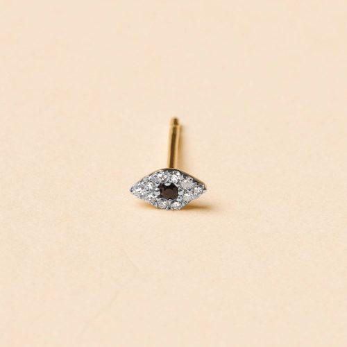 MINI PAVE DIAMOND EVIL EYE STUD EDITORIAL