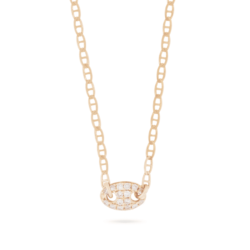 MINI PAVE PUFF LINK NECKLACE FRONT