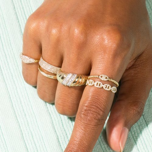 MINI PAVE PUFF LINK RING WEAR IT WITH