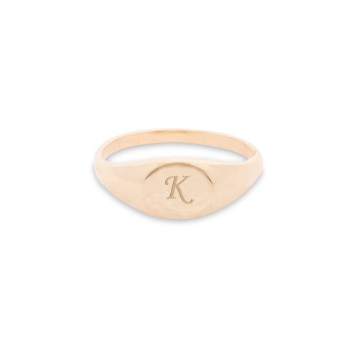 Stone and Strand 10K Yellow Gold Mini Pinky Signet Ring Front Image