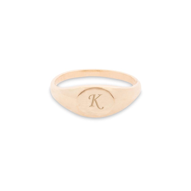 Stone and Strand 10K Yellow Gold Mini Pinky Signet Ring Front Image