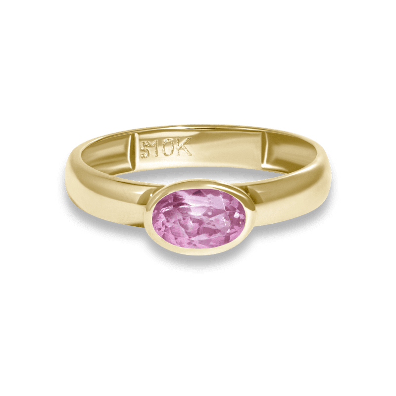 Stone and Strand 10K Yellow Gold Magenta Gallant Pink Topaz Ring Front Image