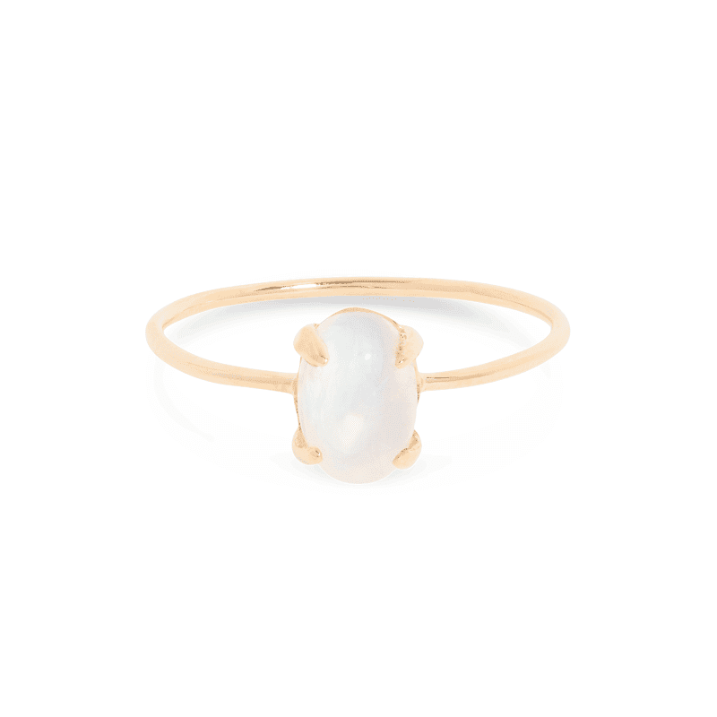 Stone and Strand 10K Yellow Gold Moonstone Oval Cabochon Fine Ring Front Image