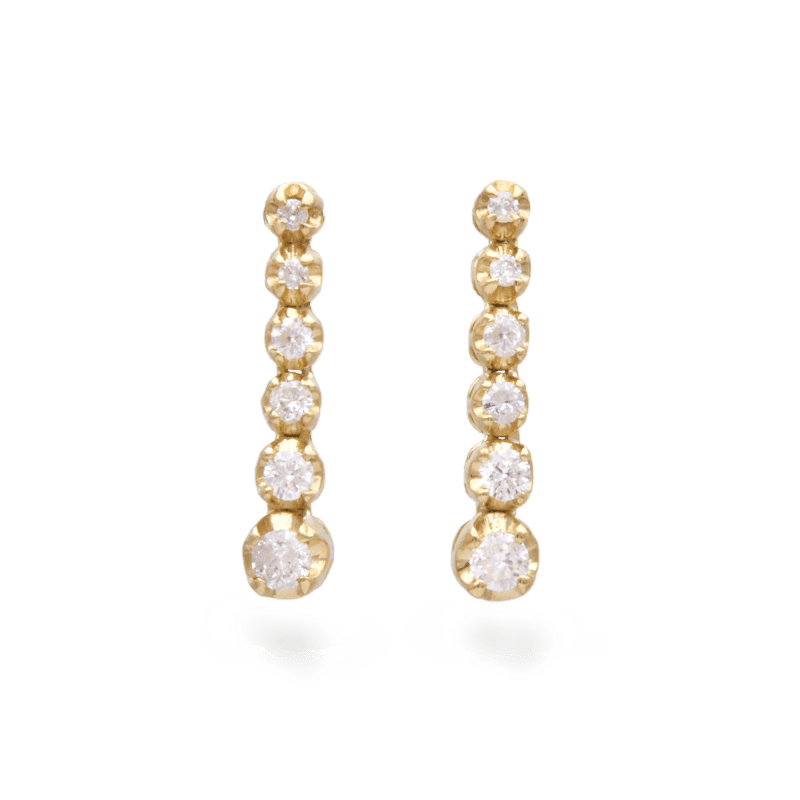 Stone and Strand 10K Yellow Gold Noble Diamond Tennis Earrings Front Image