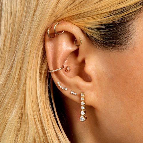 NOBLE DIAMOND TENNIS EARRINGS FULL LOOK