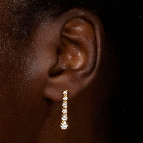 NOBLE DIAMOND TENNIS EARRINGS ON BODY 2