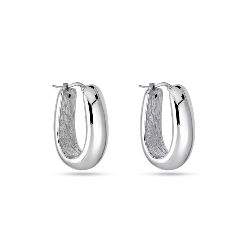 OBLONG SILVER HOOPS SIDE