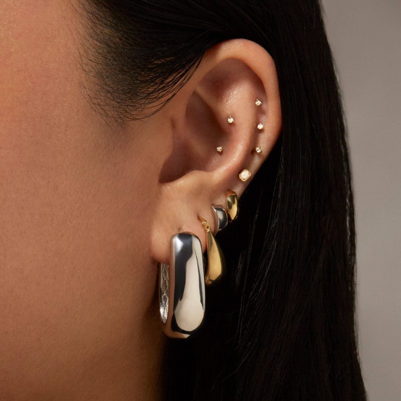 OBLONG SILVER HOOPS WEAR IT WITH