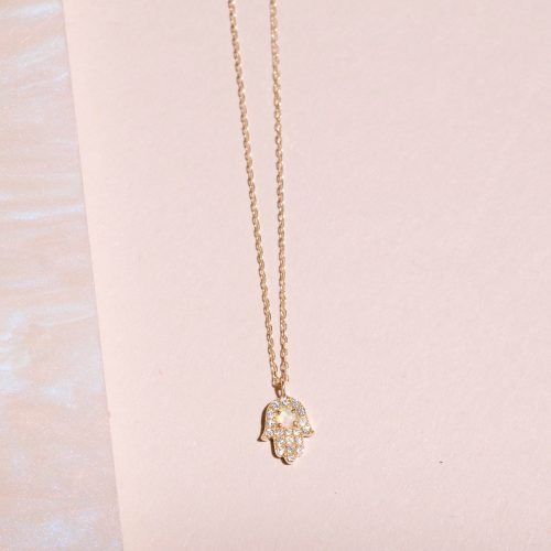 OPAL AND DIAMOND HAMSA NECKLACE EDITORIAL